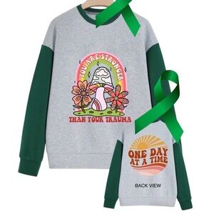 Trauma Mental Health graphic oversized pullover crewneck sweatshirt size small